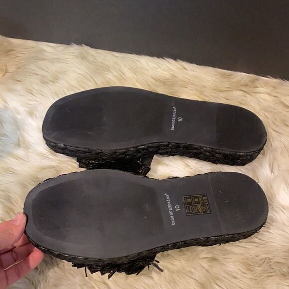 Band Of Gypsies Black Platform Raffia Slides 10 - Picture 4 of 10